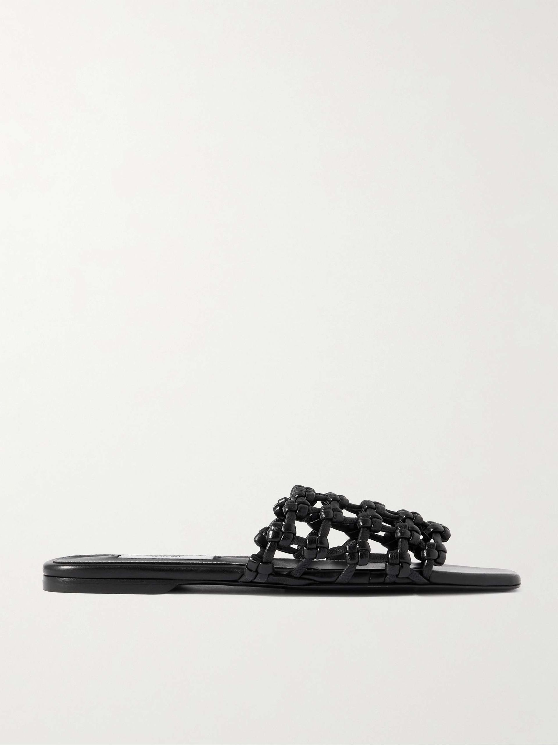 Woven Leather Slides