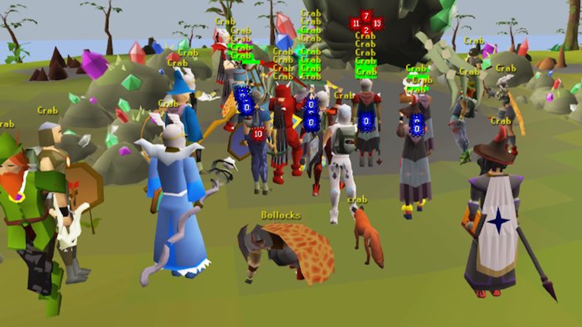 Old School RuneScape player crowd spams crab