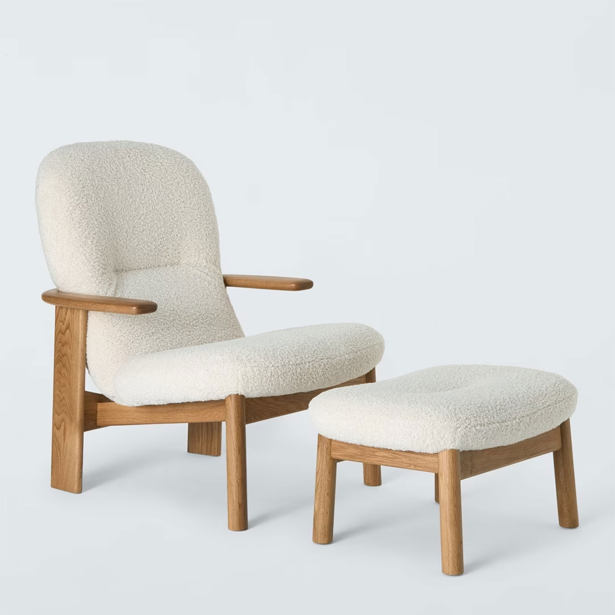 John Lewis, John Lewis Fynn High Back Armchair &amp;amp; Footstool, Oak Frame, Cream