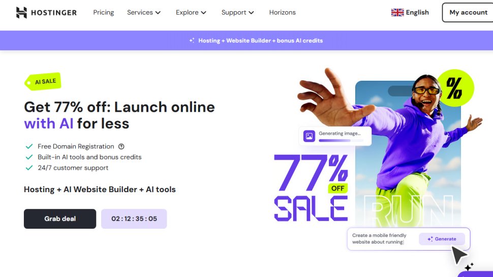Website screenshot of Hostinger (July, 2025)