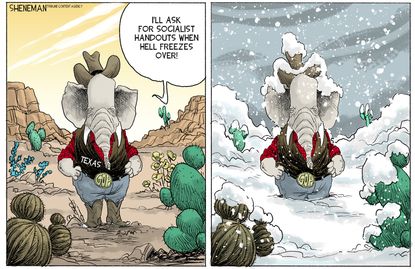 Political Cartoon U.S. texas gop winter weather