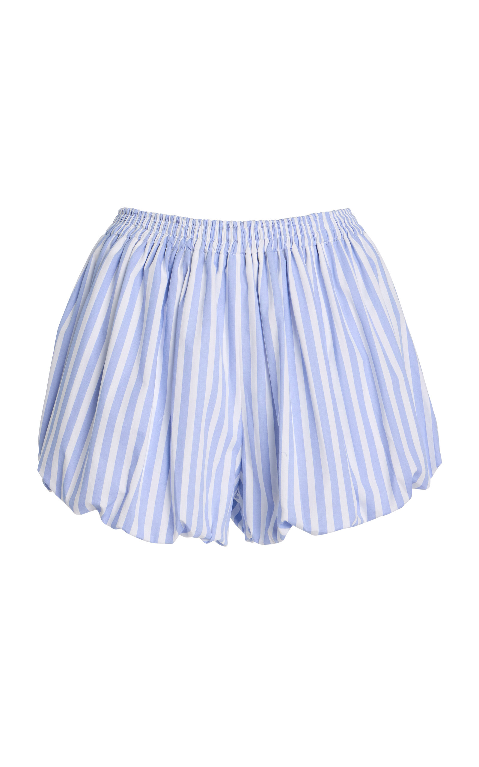Exclusive Riviera Striped Cotton-Poplin Bubble Shorts