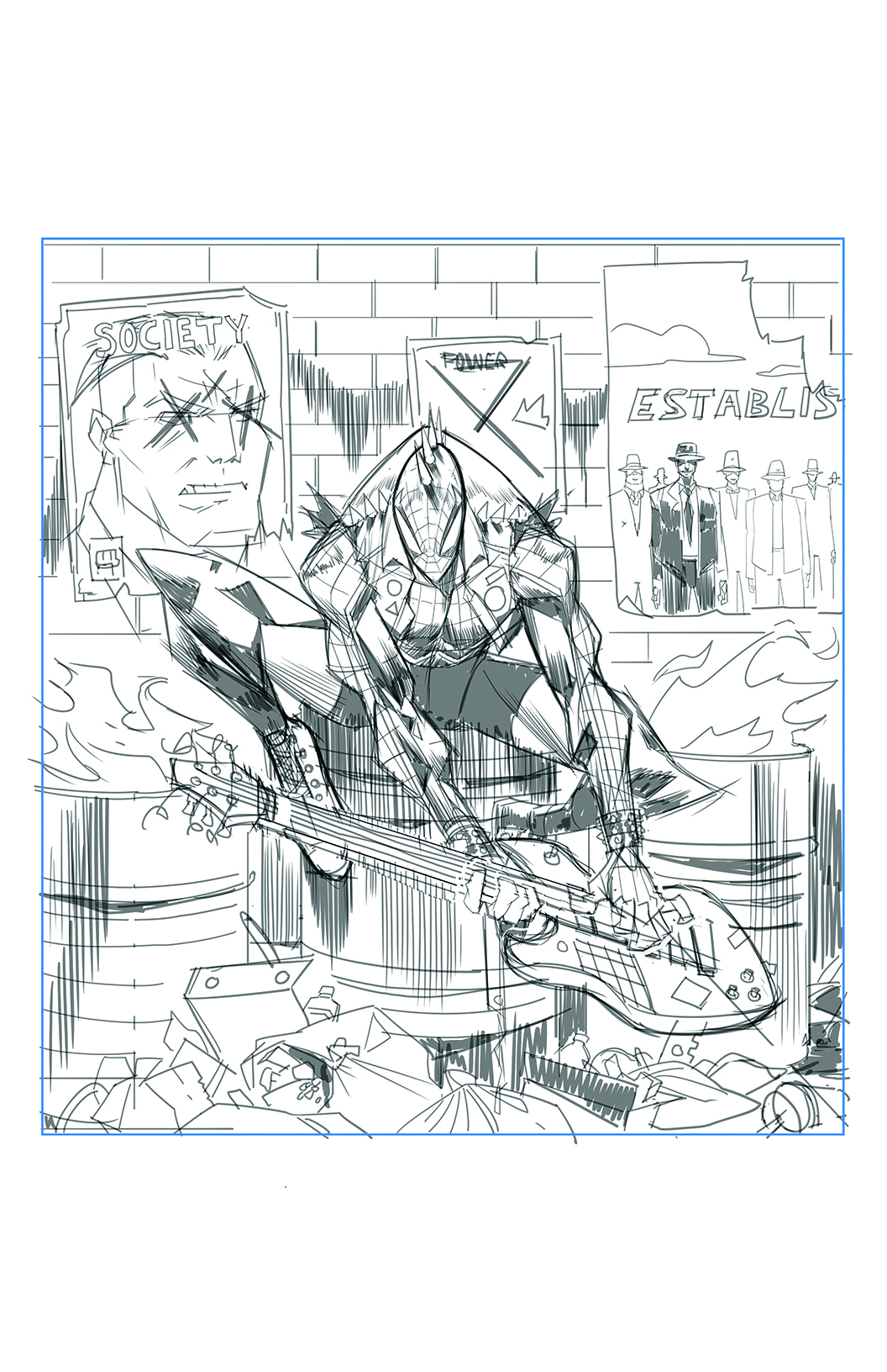 Ilustración de Spider-Punk Marvel Snapcard Trabajo en progreso