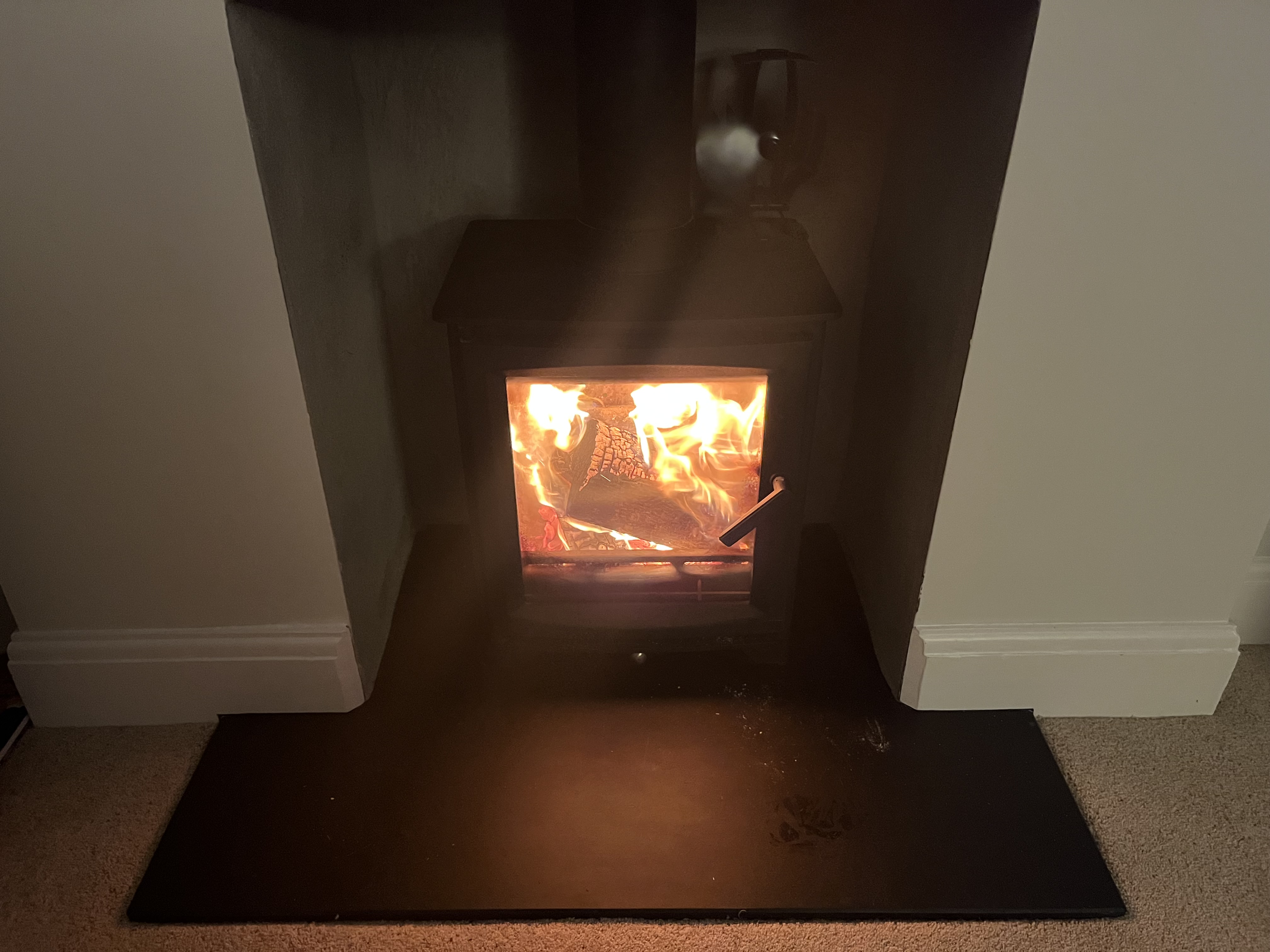 Forest Master SuperFast Mini Stove Fan working on wood burner