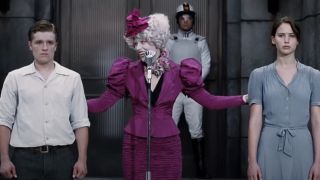Josh Hutcherson, Elizabeth Banks, and Jennifer Lawrence in The Hunger Games