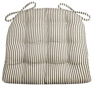 Barnett Home Decor Ticking Stripe Black Dining Chair Pad With Ties - 17