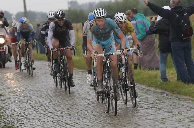 Lieuwe Westra (Astana) made the break then set pace for his team leader