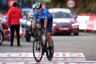 ALTO DE LA FARRAPONA LAGOS DE SOMIEDO SPAIN OCTOBER 31 Arrival Marc Soler Gimenez of Spain and Movistar Team Disappointment during the 75th Tour of Spain 2020 Stage 11 a 170km stage from Villaviciosa to Alto de La Farrapona Lagos de Somiedo 1708m lavuelta LaVuelta20 La Vuelta on October 31 2020 in Alto de La Farrapona Lagos de Somiedo Spain Photo by David RamosGetty Images