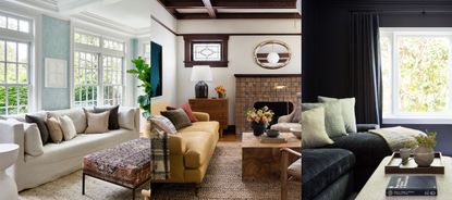  What color couch makes a room look bigger. Bright living room with cream sofa. Cozy living room with yellow sofa. Cozy black snug.