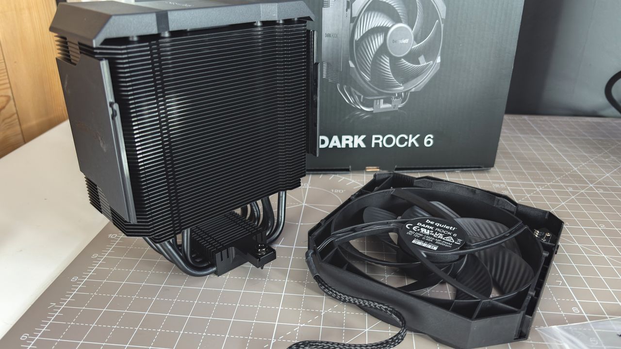 Be Quiet's latest air coolers on a box with black fans.