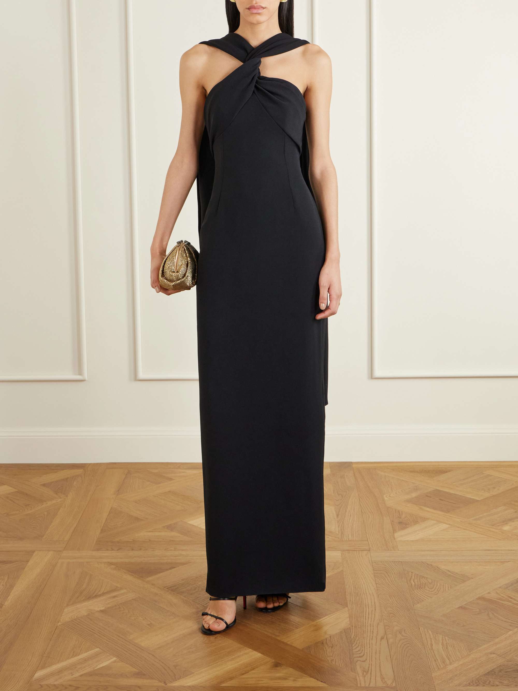 Rona Twisted Crepe Halterneck Gown