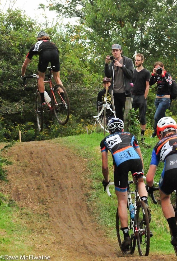 There were a few sections of the course where racers were encouraged by the fans to catch some air