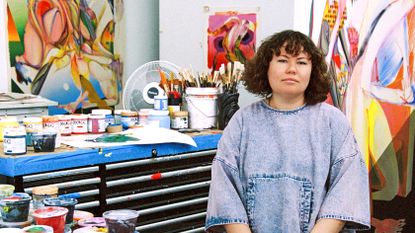 Portrait of artist Christina Quarles in her LA studio