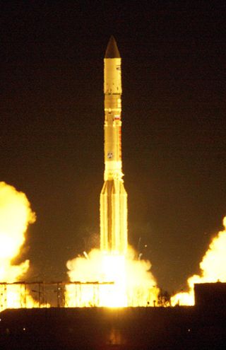 An International Launch Services Proton rocket launches the new SkyTerra 1 satellite into space from Baikonur Cosmodrome, Kazakhstan on Nov. 14, 2010. 