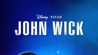 A Pixar John Wick poster created with an AI image generator