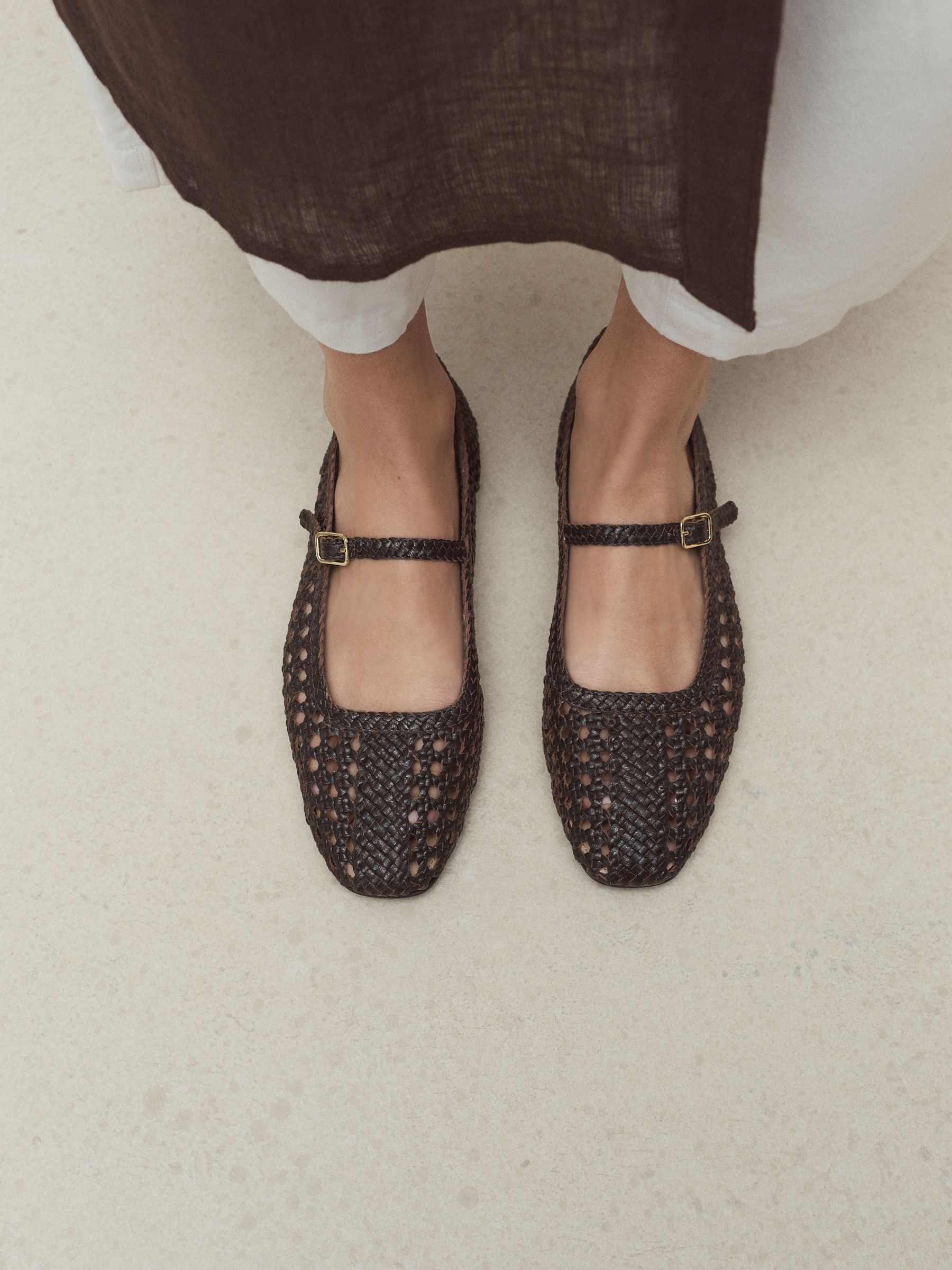 Chocolate Brown Forever Comfort&amp;reg; Square Toe Woven Mary Jane Shoes