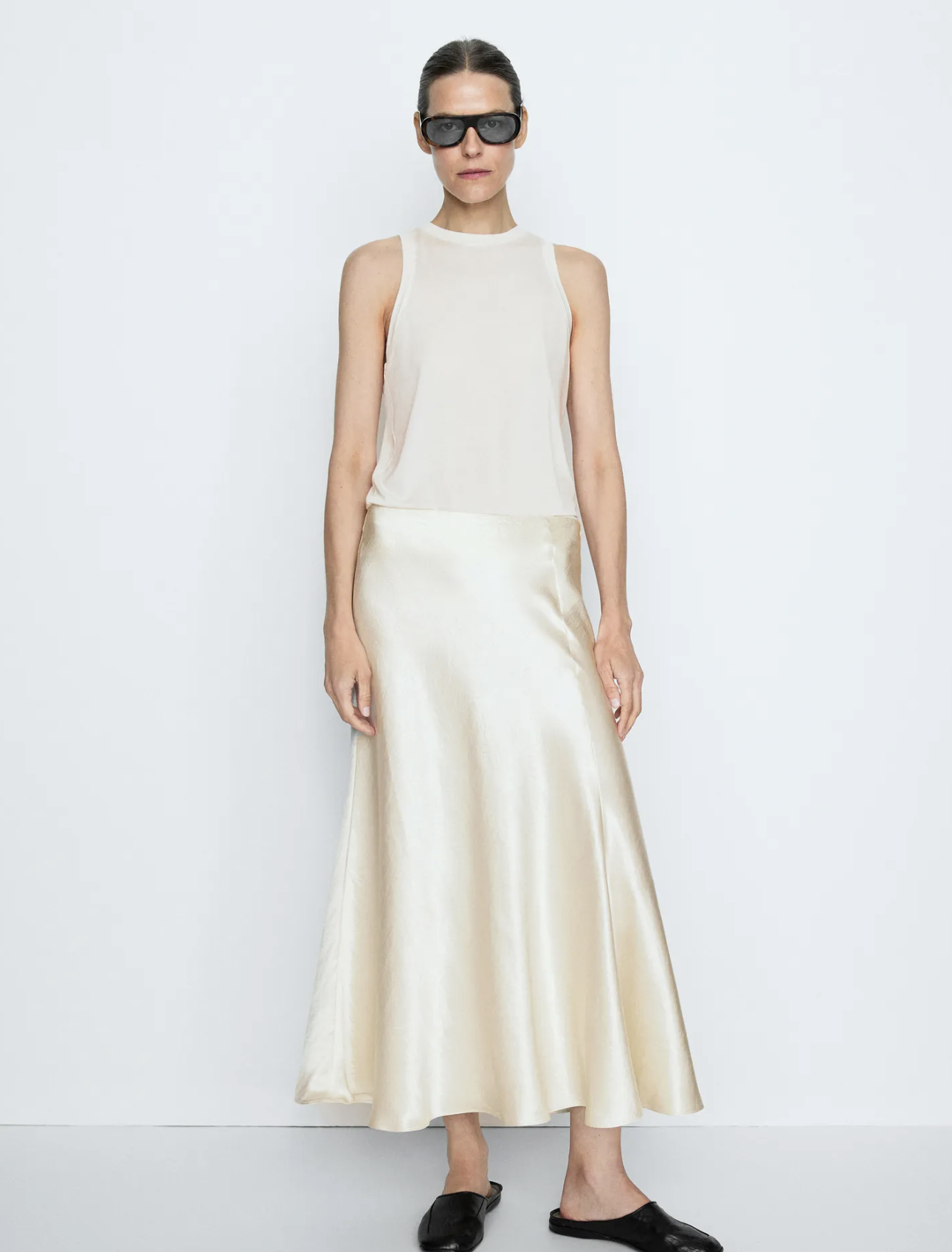 Massimo Dutti, Flowing Satin Midi Skirt
