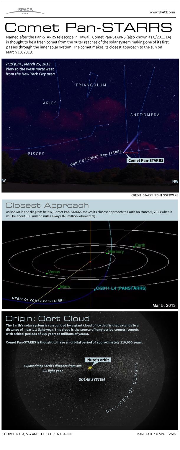 Comet PanSTARRS in Night Sky Explained (Infographic) Space