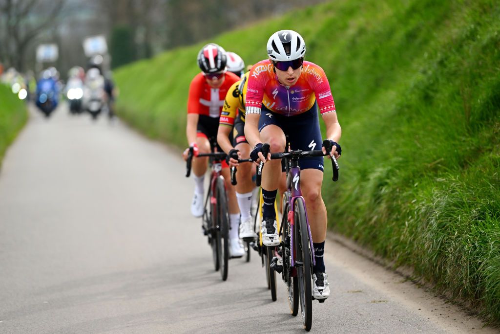 WAREGEM BELGIUM MARCH 29 Marlen Reusser of Switzerland and Team SD Worx competes in the breakaway during the 11th Dwars door Vlaanderen 2023 Womens Elite a 1149km ine day race from Waregem to Waregem DDV23 on March 29 2023 in Waregem Belgium Photo by Luc ClaessenGetty Images