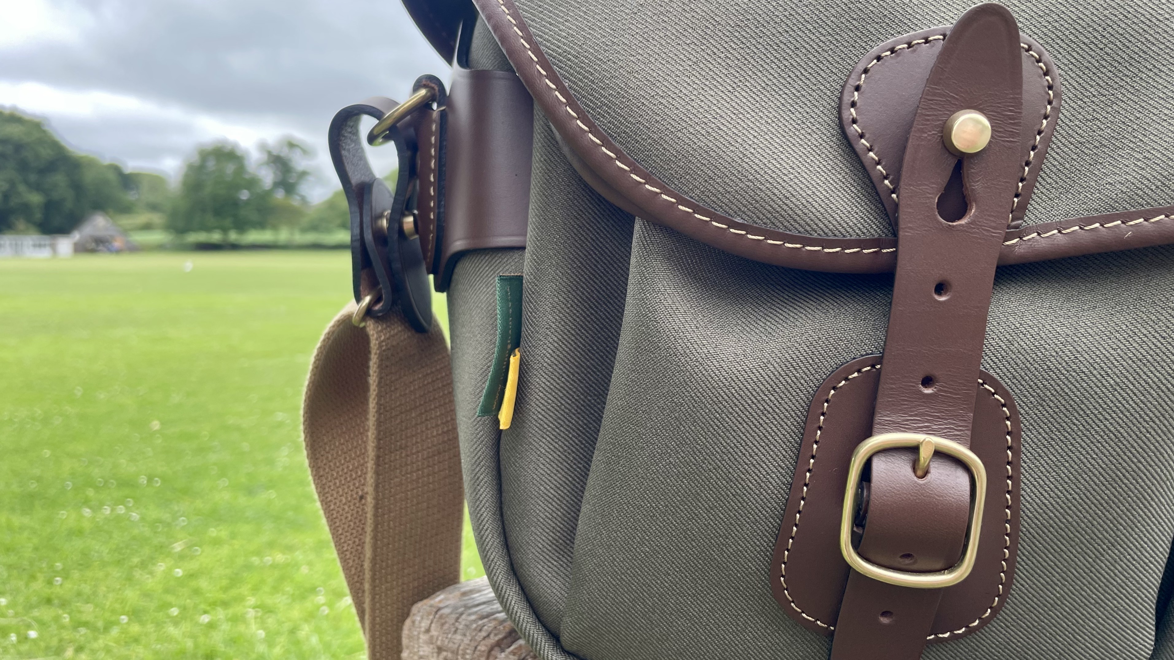 Billingham Hadley Pro 2020 camera bag outdoors on a park bench