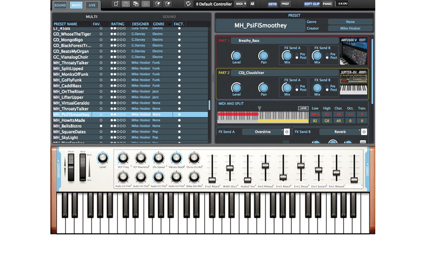 The software sounds can be played from any controller keyboard
