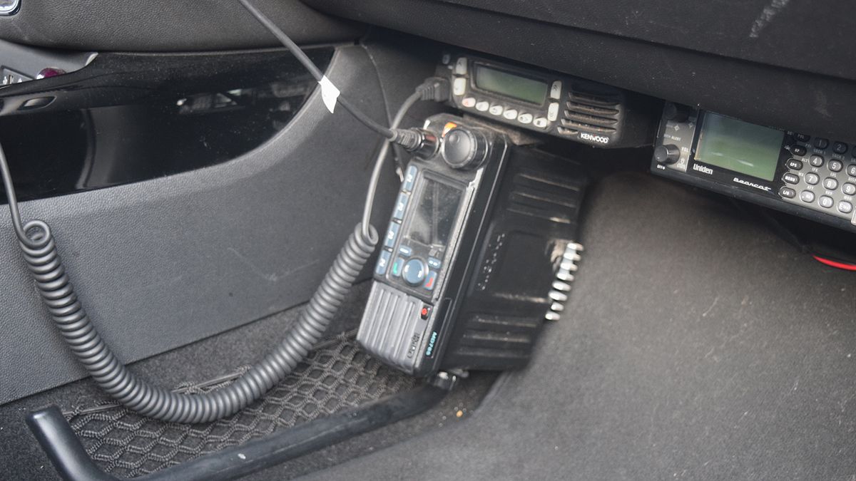The car is equipped with two-way radios for the team and the race radio