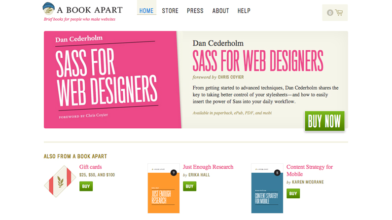The simplicity of the A Book Apart site makes it easy to find what you want