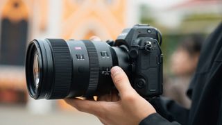 The Viltrox AF 135mm f/1.8 LAB Z mounted on a Nikon mirrorless camera