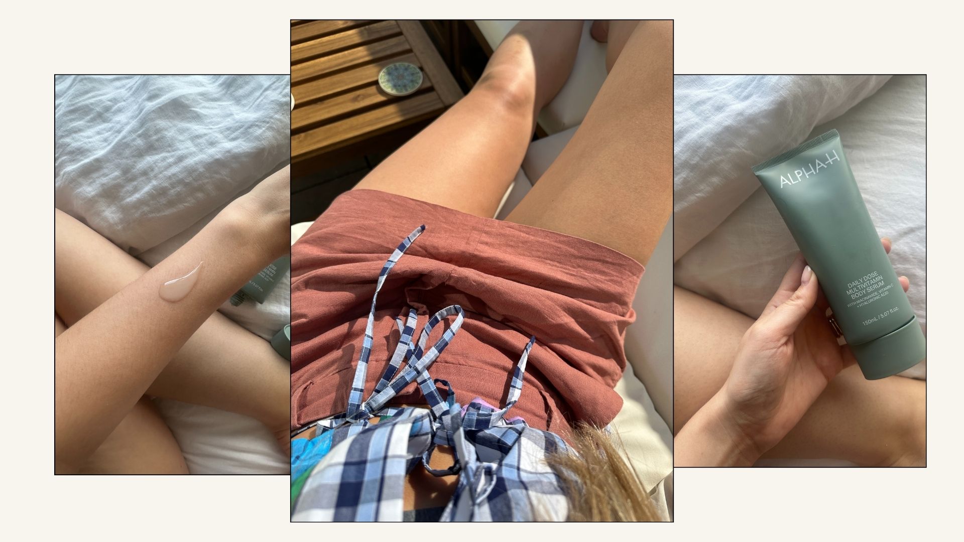 Shannon Lawlor using Alpha-H Daily Dose Multivitamin Body Serum
