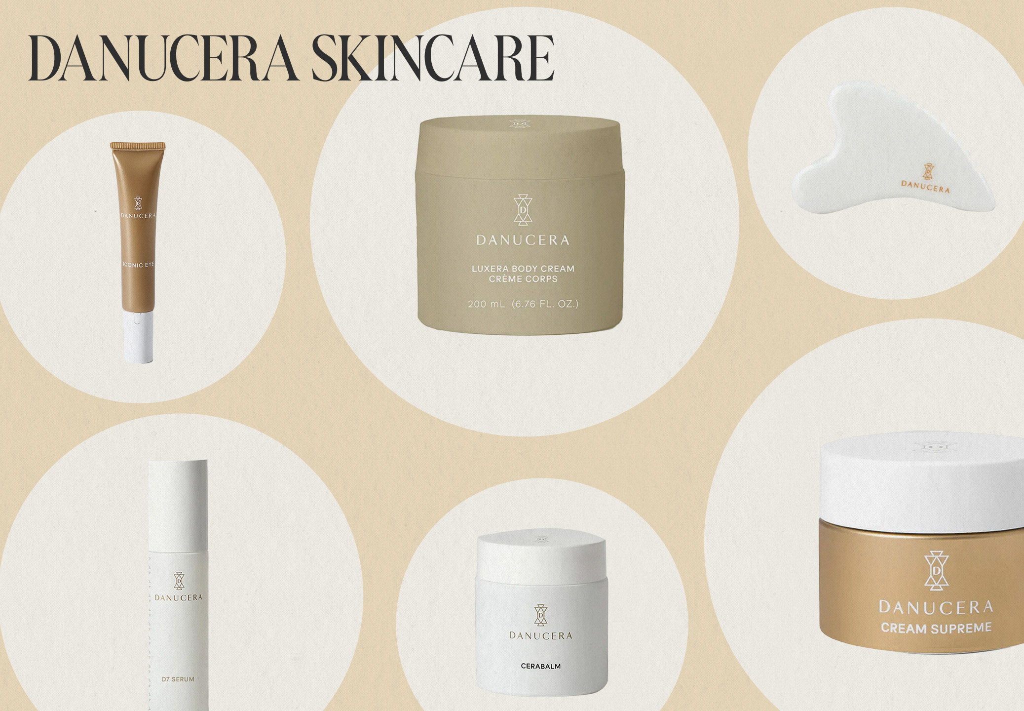 Collage of Danucera Skincare products