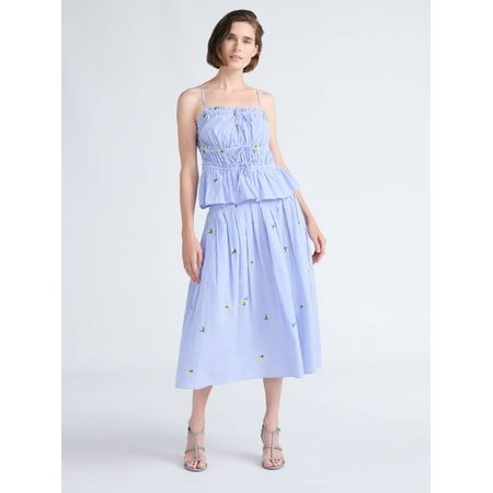 Free Assembly Women's and Women’s Plus Pleated Cotton Maxi Skirt, Sizes 0-28w