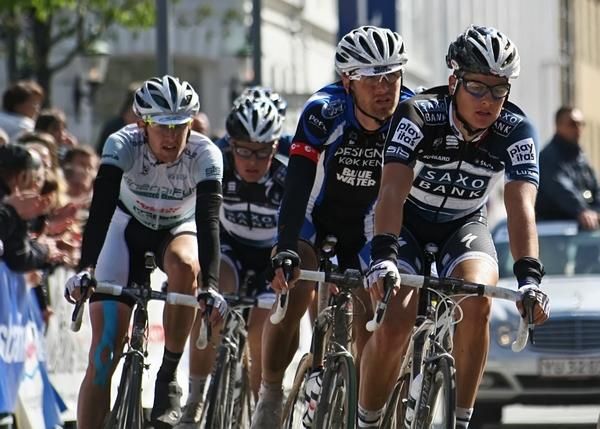 Jakob Fuglsang, Team Saxo Bank heading a group on the closing rounds in Herning