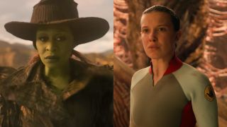 From left to right: Cynthia Erivo as Elphaba in Wicked: For Good and Millie Bobby Brown as Eleven in Stranger Things. 