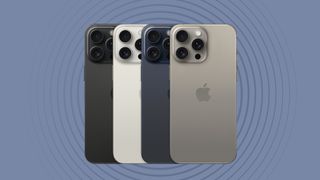 Apple iPhone 15 Pro Max on grey blue background