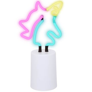 unicorn shape fun light with pink yellow coloured and white background