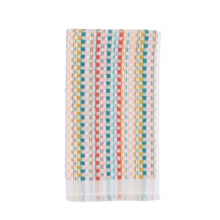 A multi-colored striped towel