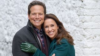 Scott Wolf and Lacey Chabert in a promo image for A Merry Scottish Christmas