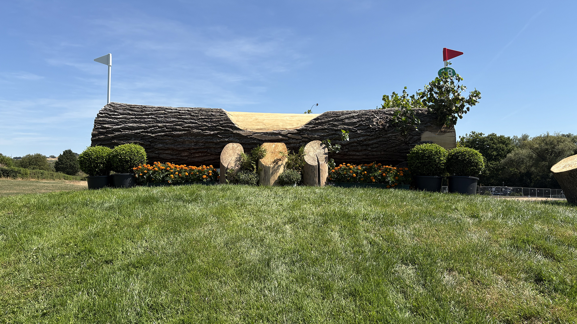 A log fence on the Aachen eventing World Championships cross-country course