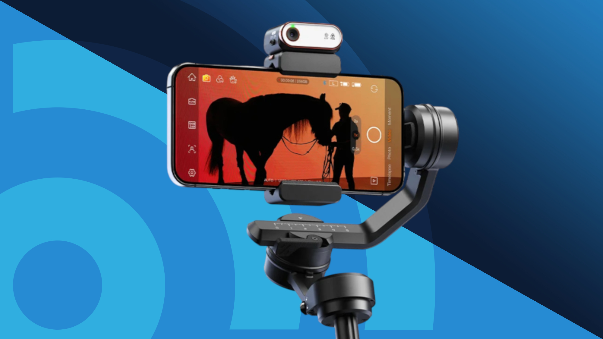 The Hohem iSteady M7 on a blue background