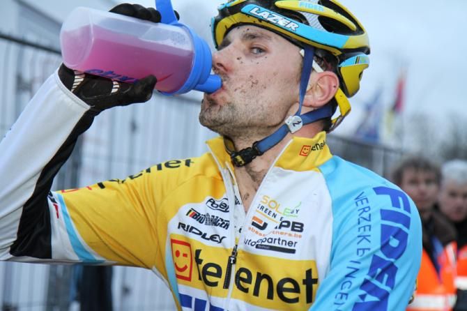 Rob Peeters (Telenet-Fidea) refuels after his win in Surhuisterveen