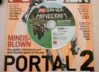 Minecraft demo - the physical demo disk with an issue of PC Gamer