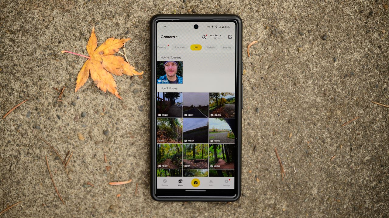 Insta360 Ace Pro clips in the app