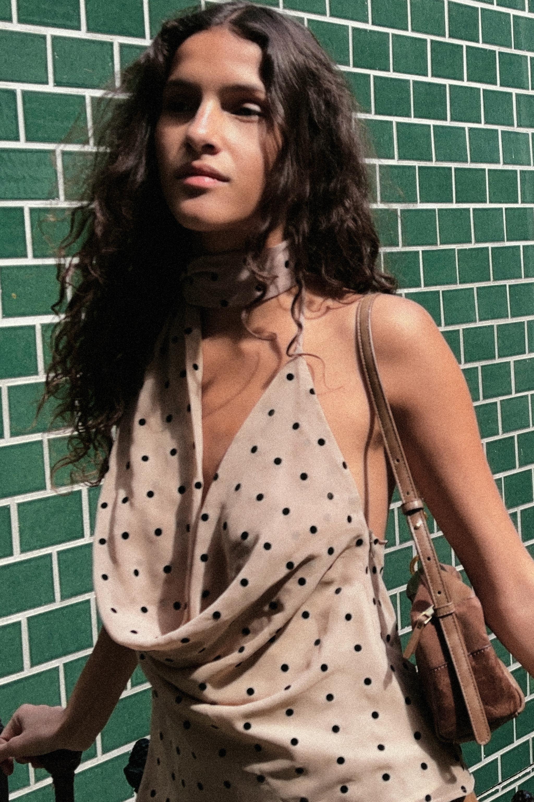 Polka Dot Halter Scarf Top