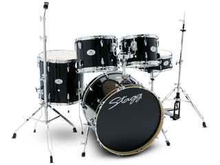 The kit features six-ply basswood shells in standard five-piece configuration