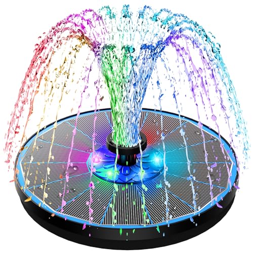 Szmp 3.5w Upgraded Glass Panel Solar Fountain With Rgb Night Show, Anti-Drift Fixer &amp;amp; 7 Nozzles, Strong Floating Bird Bath Fountain for Garden, Pond, Outdoor (blue)