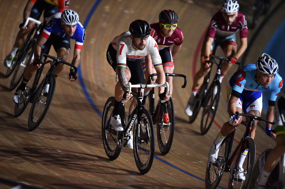 Bradley Wiggins competes in the Six day London on opening night.