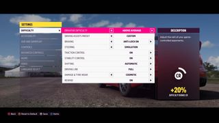 Forza Horizon 5 custom assist setting menu