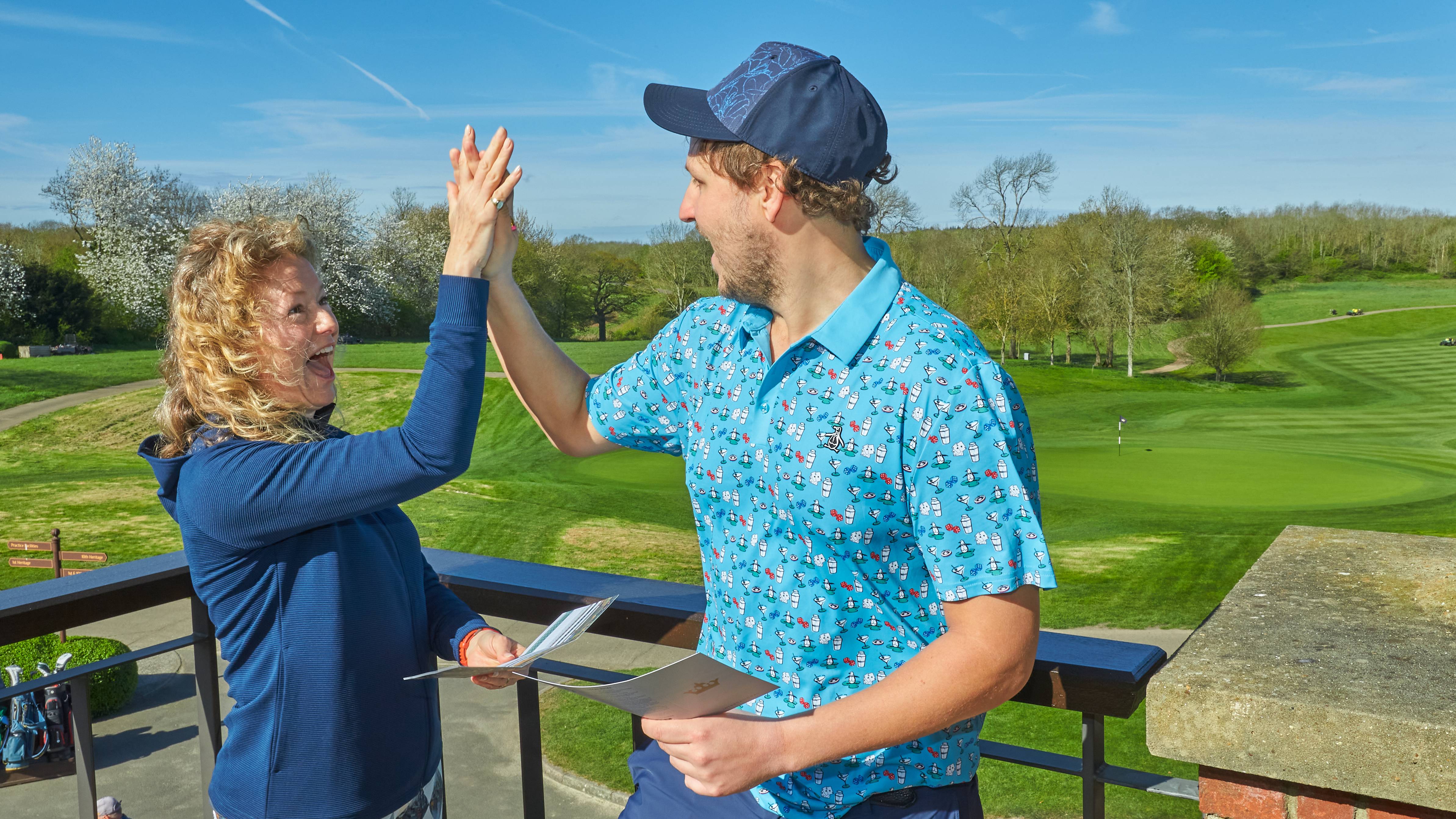 Golfers celebrating