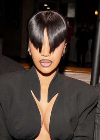 Cardi B wears alien bangs at the Mugler show