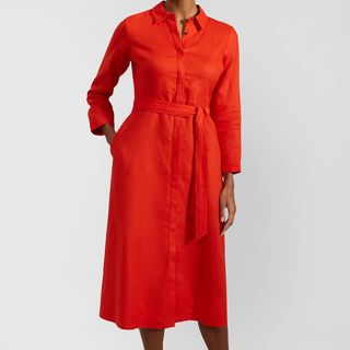 Hobbs Linen Belted Dress